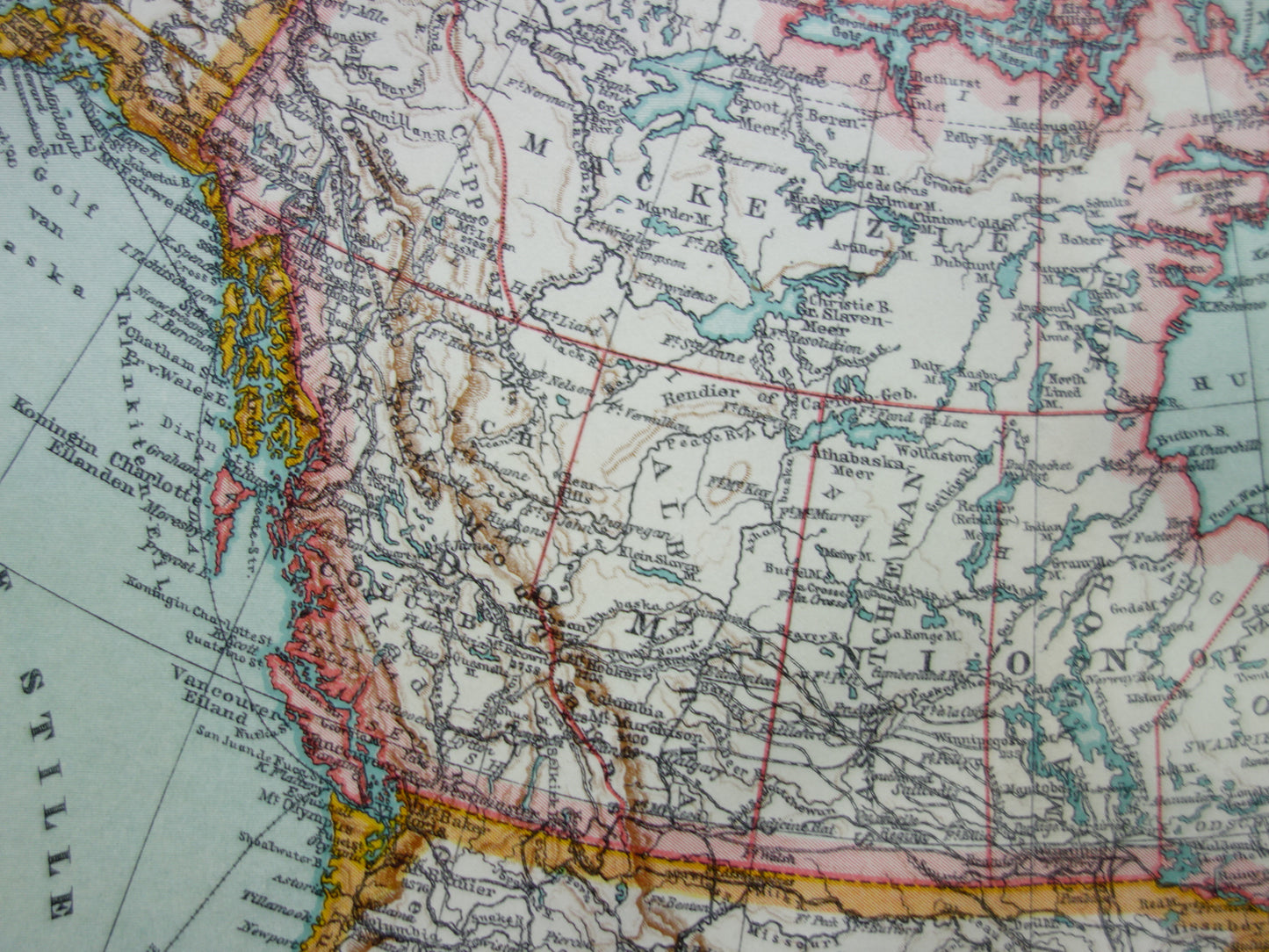 Vintage map of Canada Greenland and Alaska original antique Dutch map - old maps