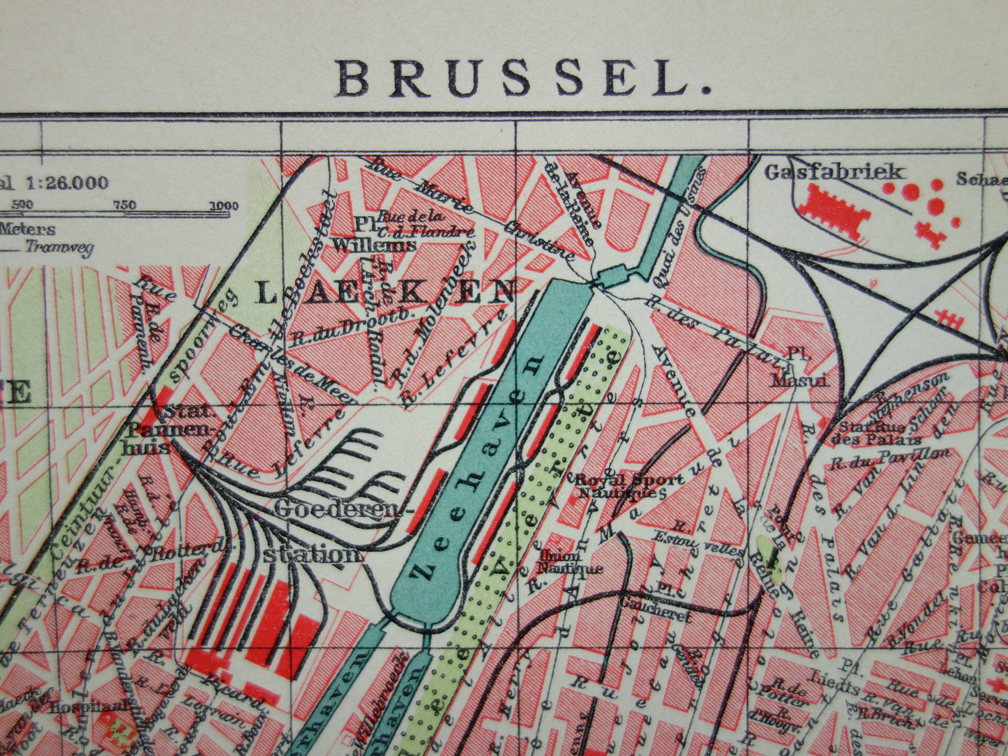 Antike Karte von Brüssel, Belgien, kleine originale alte Karte, Vintage-Karten