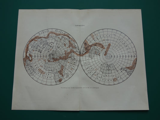 WERELDKAART oude kaart van de wereld over aardbevingen 1932 originele Nederlandse kaart aardbeving De Bilt
