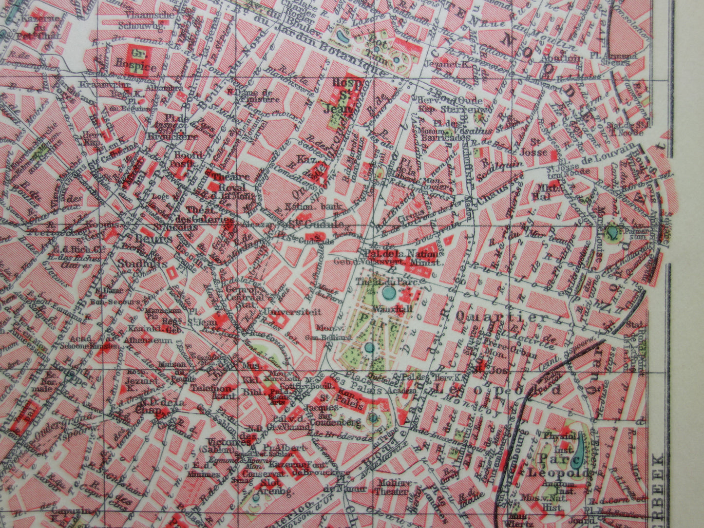 Antike Karte von Brüssel, Belgien, kleine originale alte Karte, Vintage-Karten