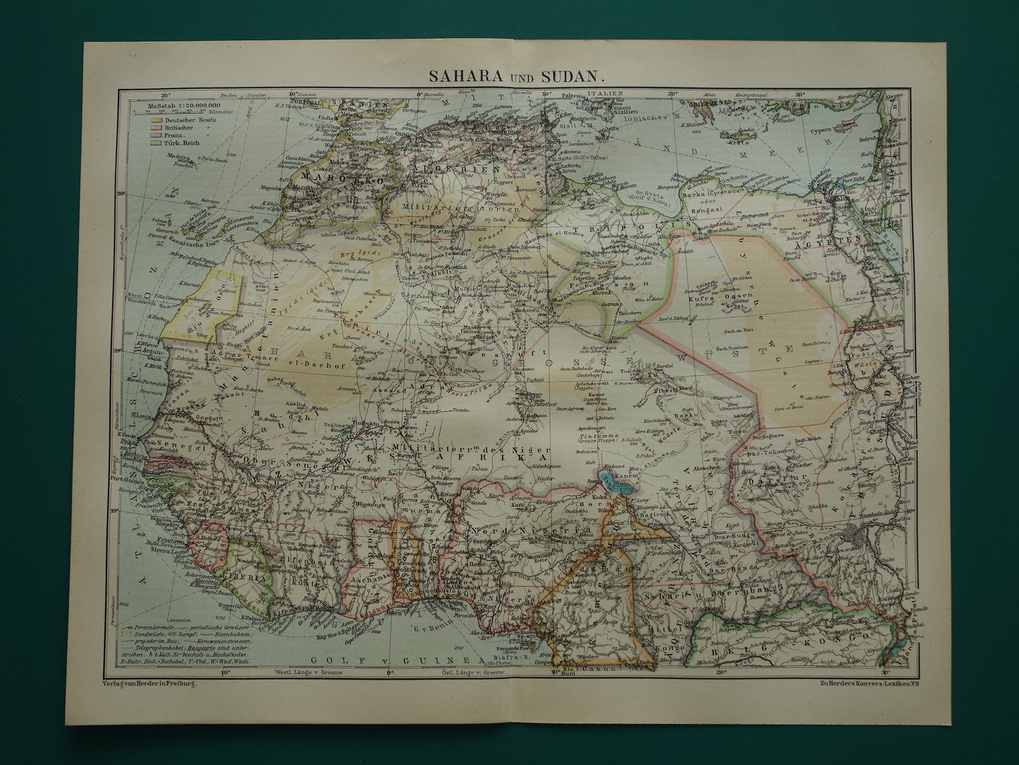 SAHARA Oude kaart van Sahara uit 1921 Originele antieke kaart van Noordwest Afrika
