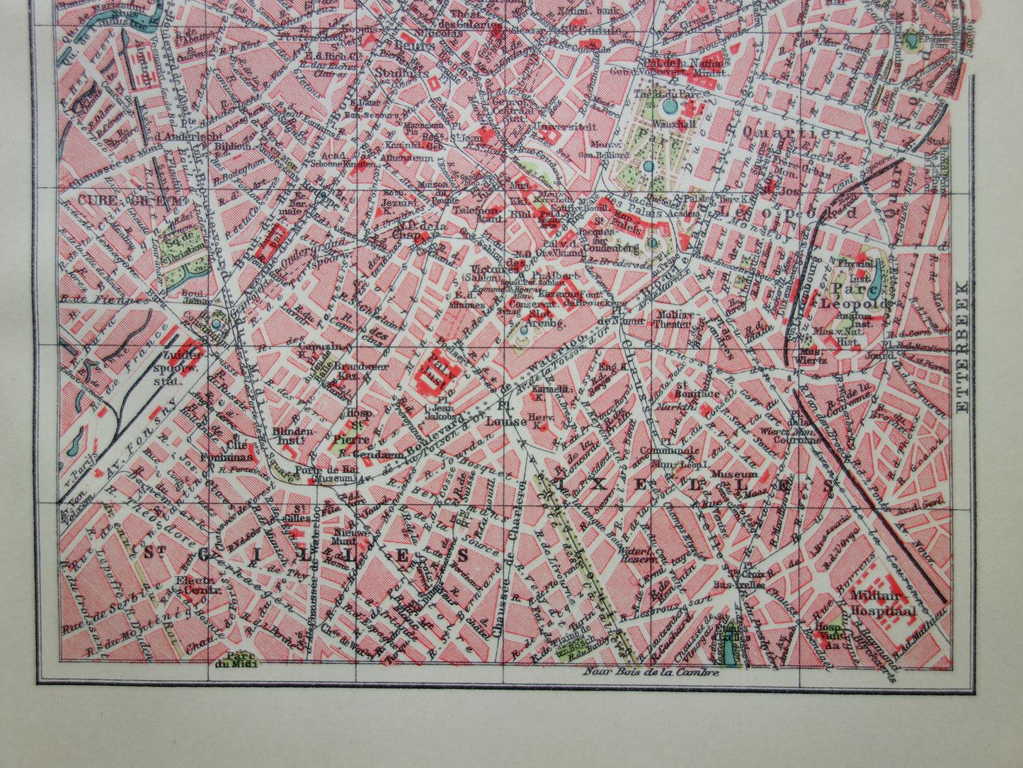 Antike Karte von Brüssel, Belgien, kleine originale alte Karte, Vintage-Karten