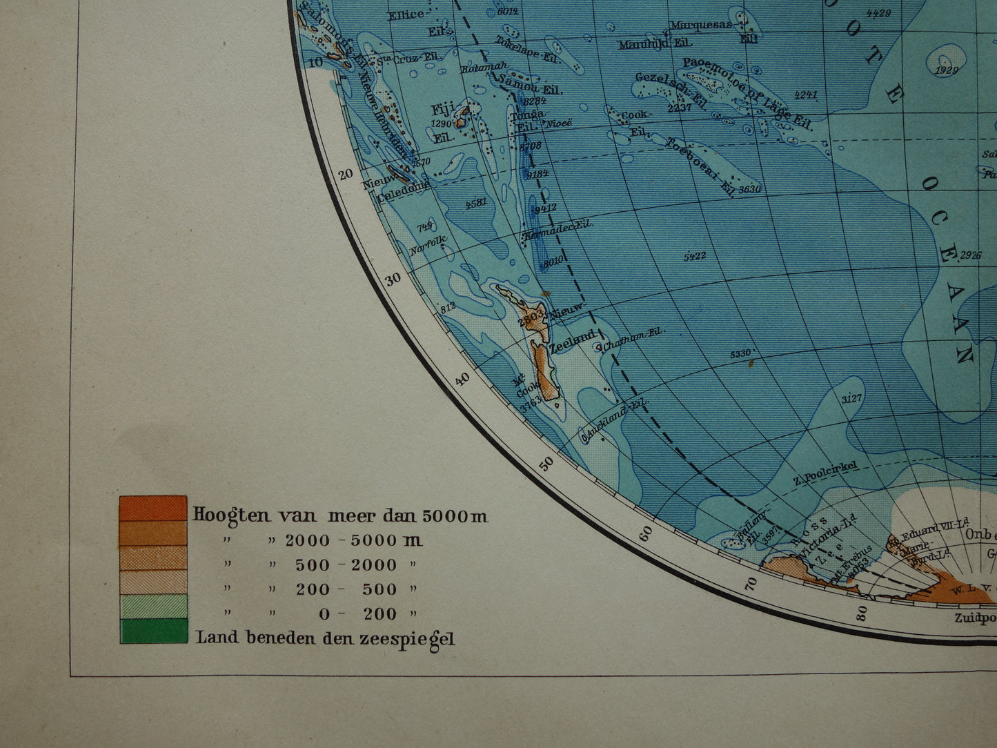 Oude Wereldkaart uit 1932 - originele vintage Nederlandse kaart van de wereld - dubbele hemisfeer set van twee kaarten oostelijk en westelijk halfrond