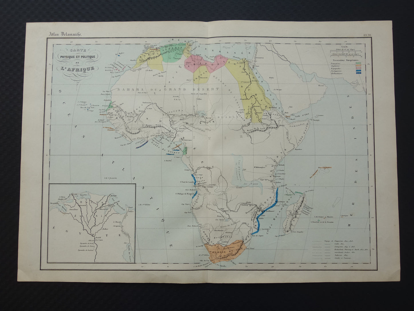 Oude kaart van Afrika uit 1859 Originele antieke Franse landkaart
