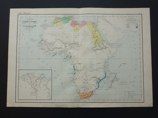 Oude kaart van Afrika uit 1859 Originele antieke Franse landkaart