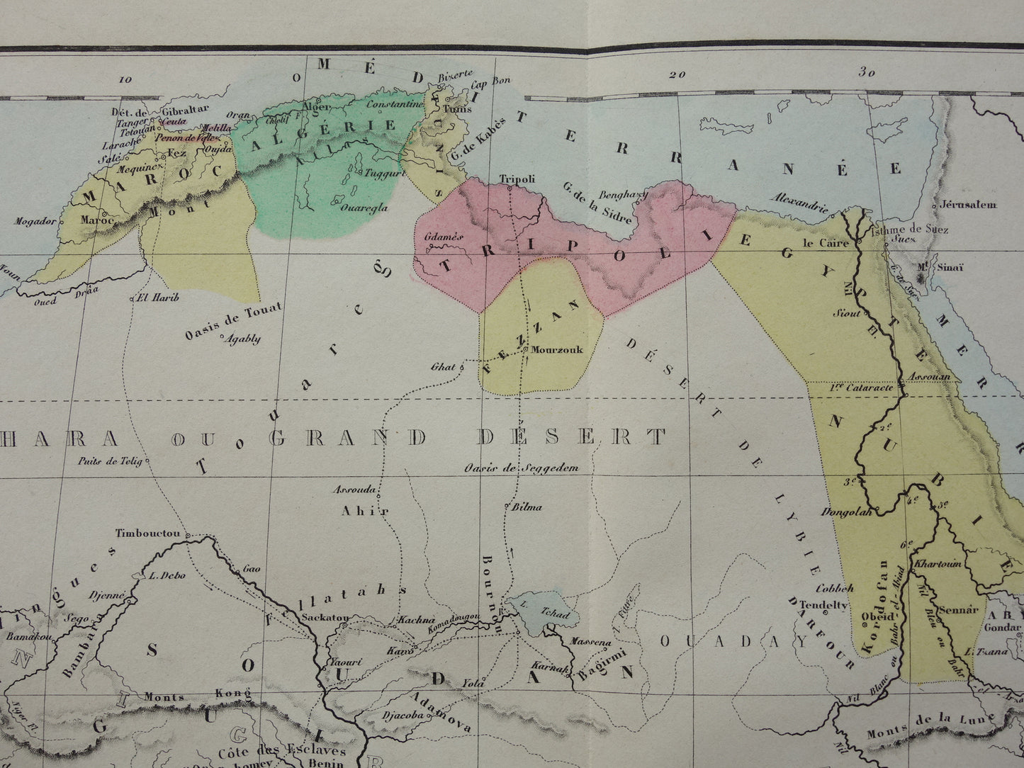 Oude kaart van Afrika uit 1859 Originele antieke Franse landkaart