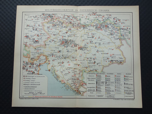 Antieke Militaire Kaart van Oostenrijk Hongarije 1903 originele oude vintage landkaart leger van het Oostenrijks-Hongaarse Rijk