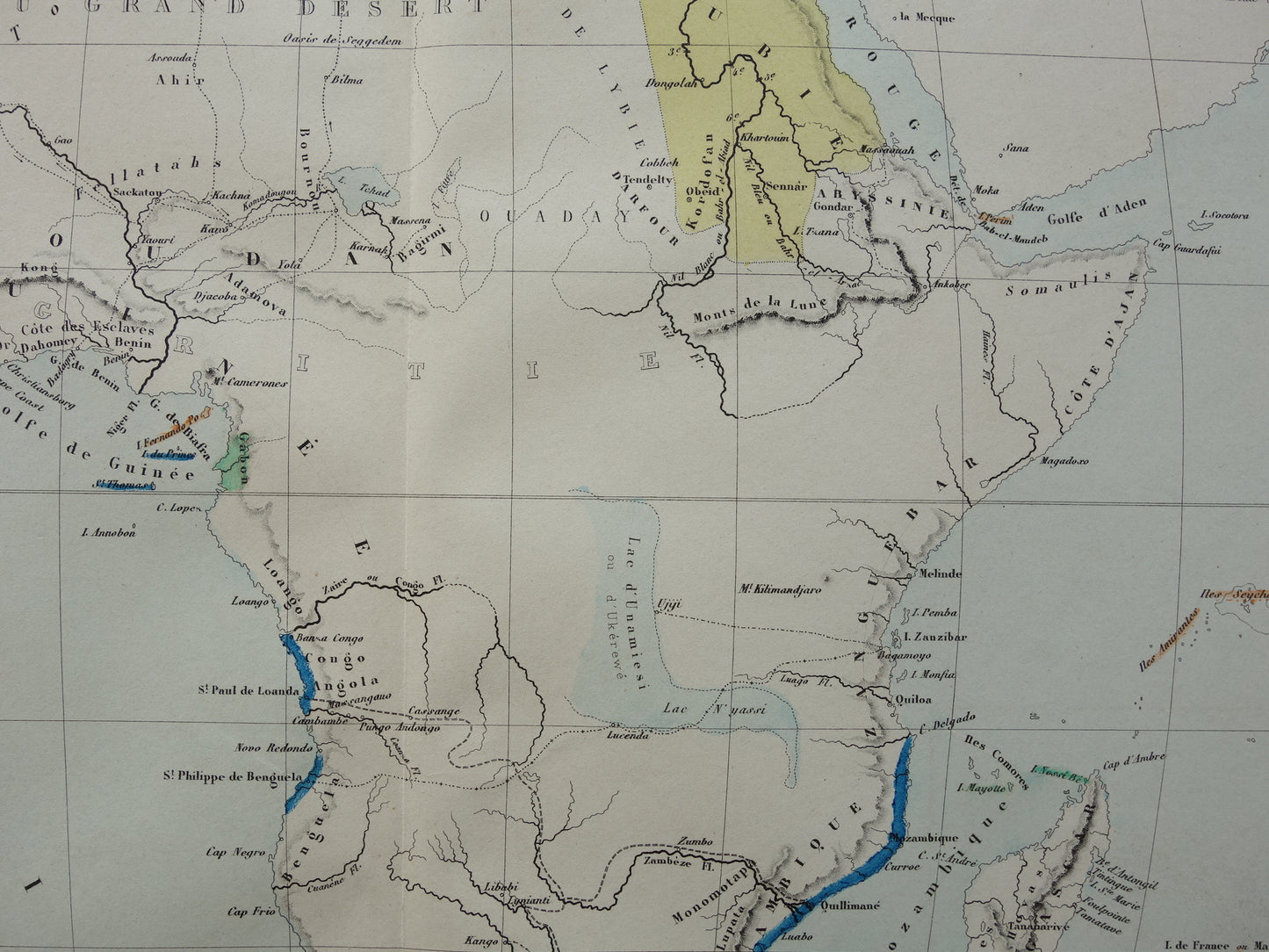 Oude kaart van Afrika uit 1859 Originele antieke Franse landkaart