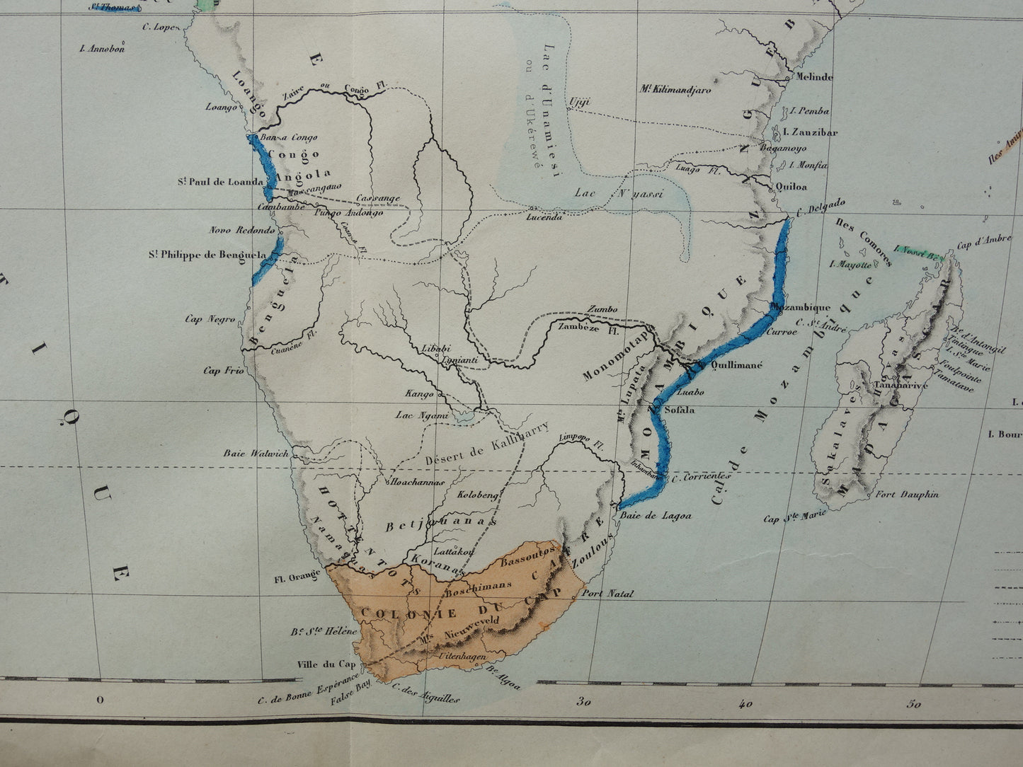 Oude kaart van Afrika uit 1859 Originele antieke Franse landkaart