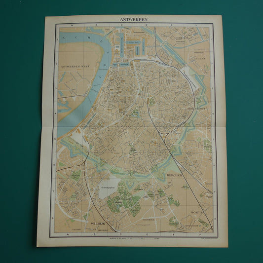 Oude kaart van Antwerpen uit 1932 originele vintage plattegrond Nederlandse landkaart
