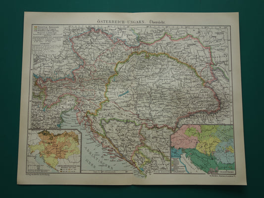 Oude kaart van Oostenrijk Hongarije uit het jaar 1921 antieke landkaart uiteenvallen Oostenrijks-Hongaarse Rijk
