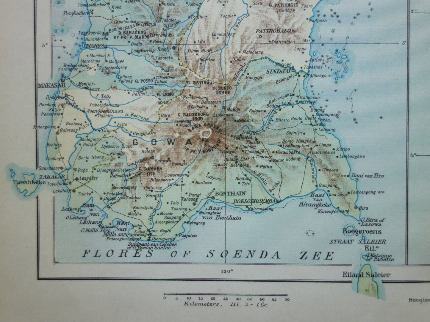 Sulawesi oude kaart van Celebes Indonesië 1915 originele antieke Nederlandse landkaart historische kaarten Minahassa Makassar