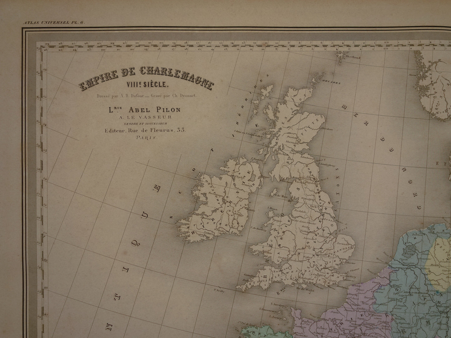 Kaart van Europa Karel de Grote Antieke landkaart Europees continent 8e eeuw Keizer Karel vintage kaarten
