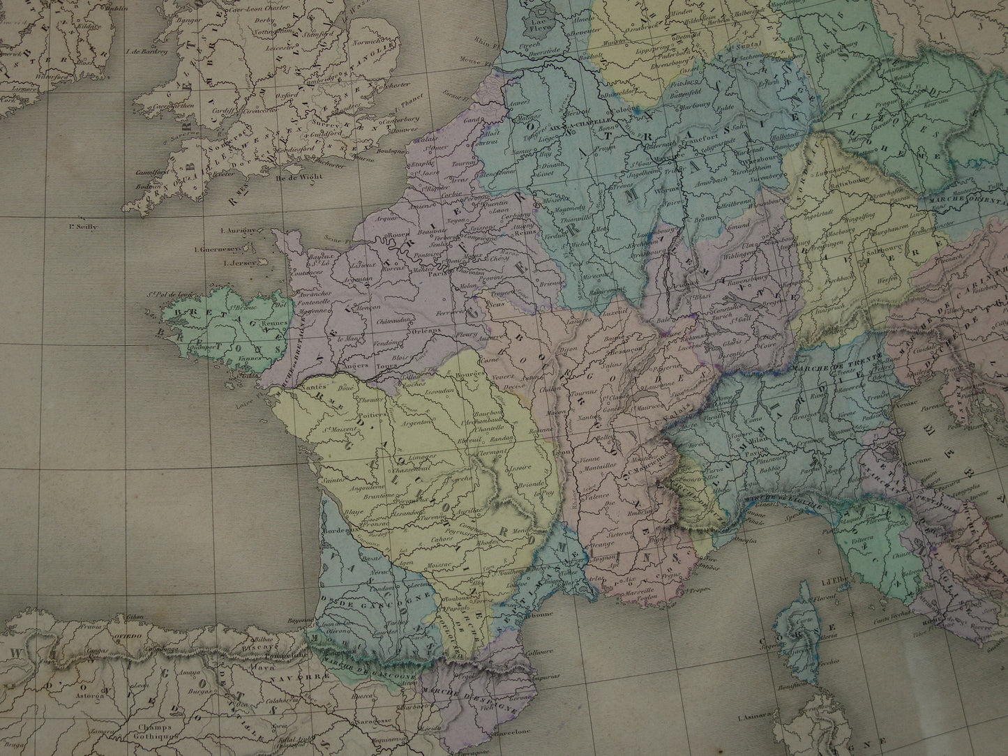 Kaart van Europa Karel de Grote Antieke landkaart Europees continent 8e eeuw Keizer Karel vintage kaarten
