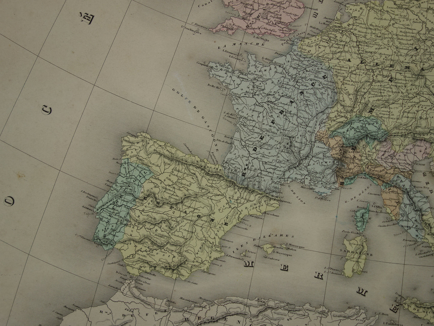 Kaart van Europa tijdens Keizer Karel de Vijfde Antieke landkaart Europees continent 16e eeuw  vintage kaarten