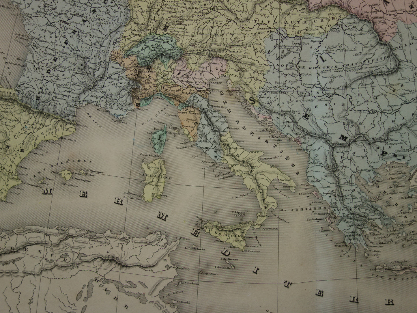 Kaart van Europa tijdens Keizer Karel de Vijfde Antieke landkaart Europees continent 16e eeuw  vintage kaarten