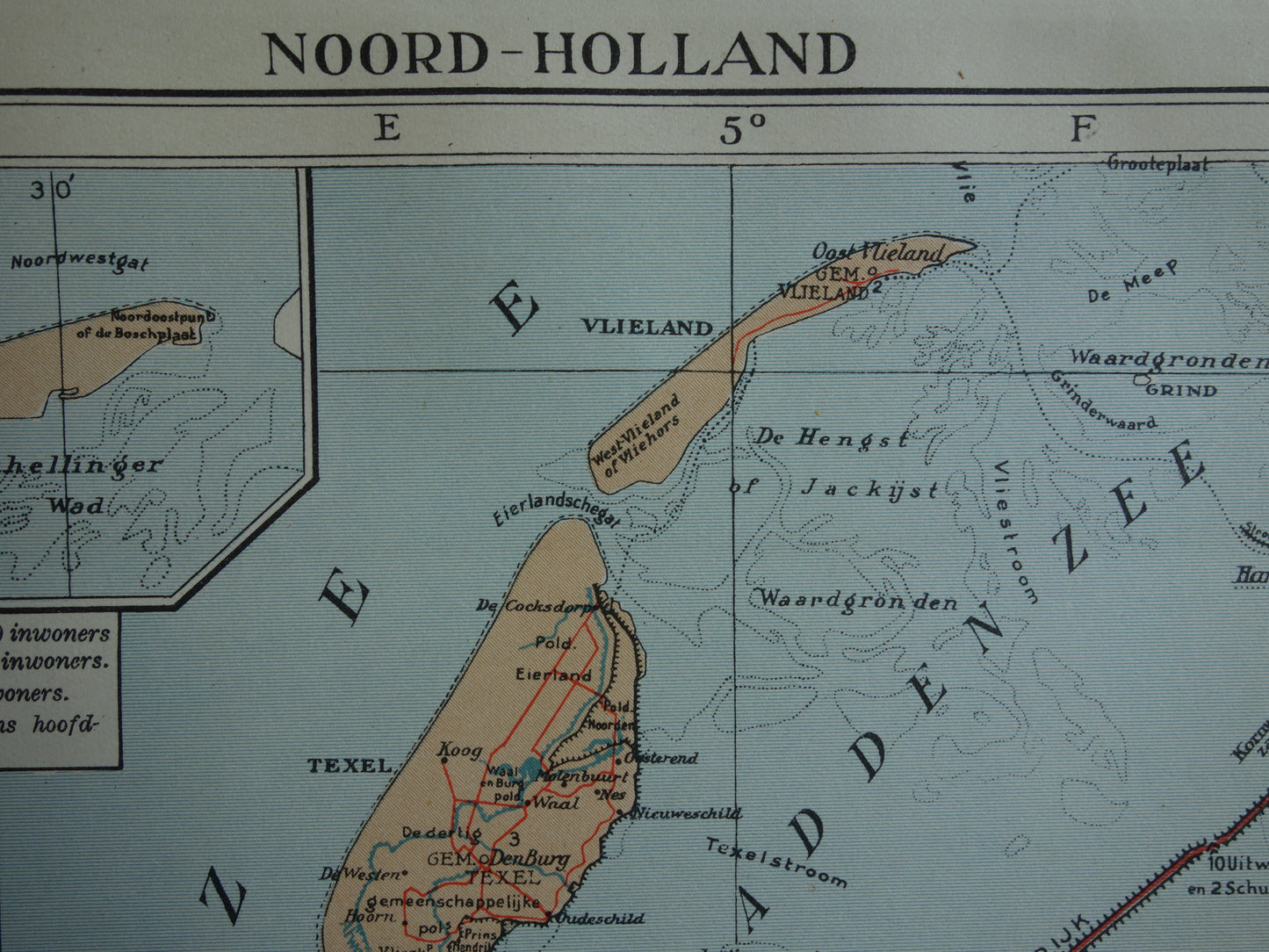 Oude kaart van de provincie Noord-Holland uit 1937 originele vintage landkaart Amsterdam Markerwaard Zuidwestpolder Nederlandse landkaarten