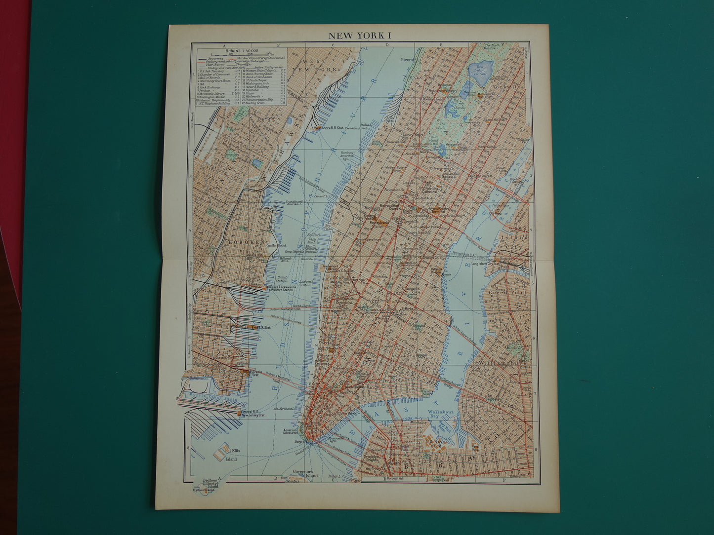 Oude plattegrond van New York uit 1937 originele Nederlandse kaart van New York City Vintage kaarten