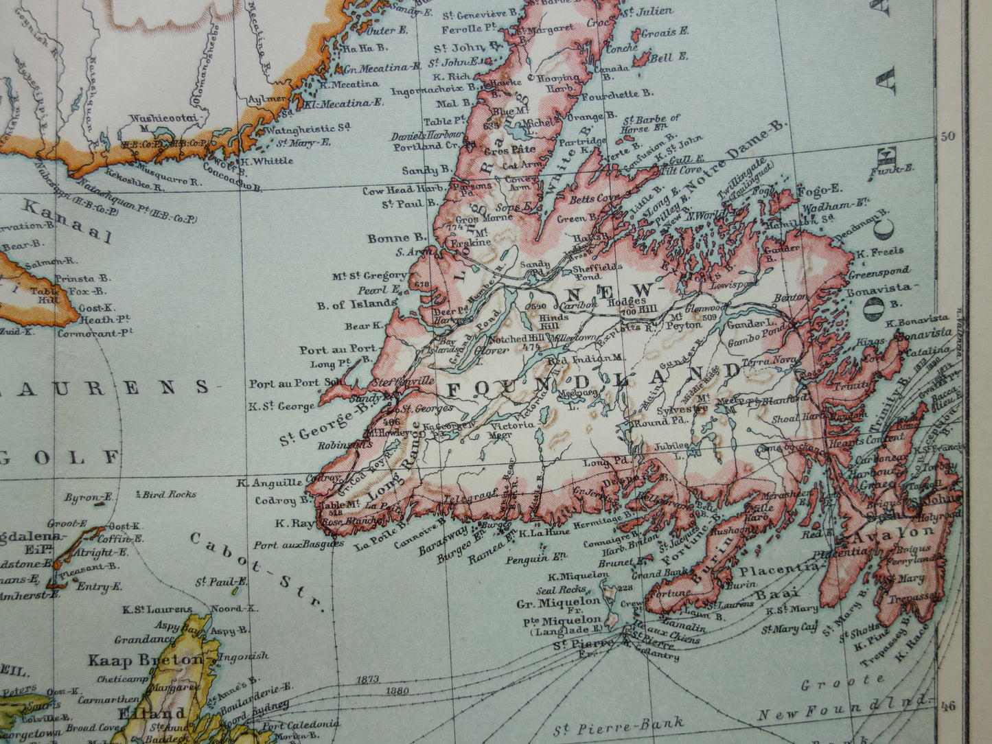 CANADA Antique map of Newfoundland Nova Scotia Brunswick 1915 old Dutch map
