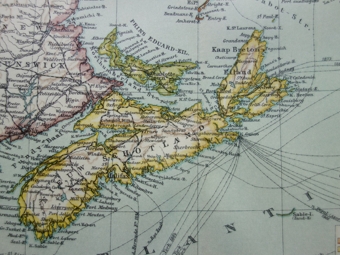 CANADA Antique map of Newfoundland Nova Scotia Brunswick 1915 old Dutch map