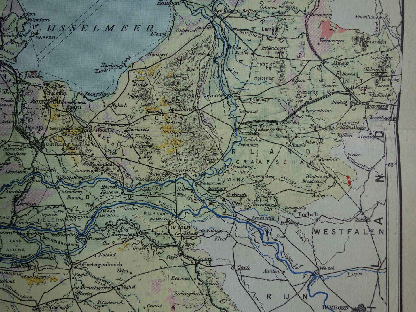 NEDERLAND oude kaart van grondsoorten 1937 vintage Nederlandse geologie landkaart grondsoortenkaart