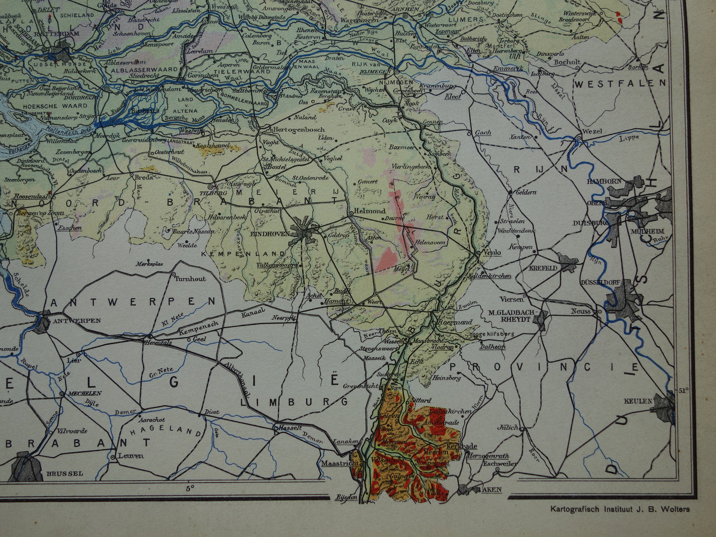 NEDERLAND oude kaart van grondsoorten 1937 vintage Nederlandse geologie landkaart grondsoortenkaart