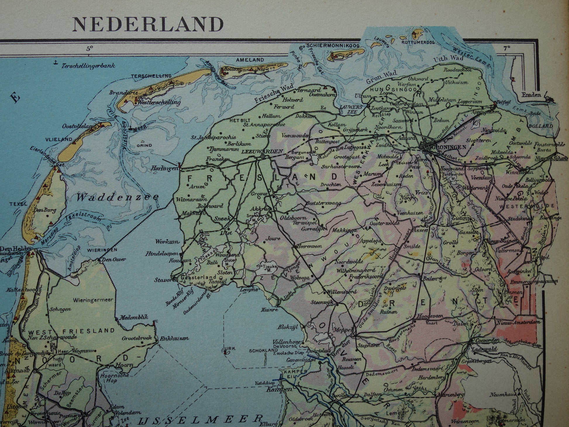 kaart van Nederland in het jaar 1937
