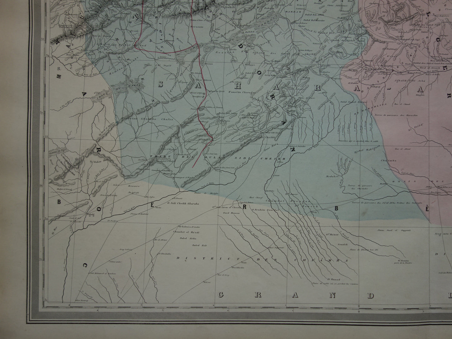 Algerije Grote oude landkaart uit 1880 Antieke kaart Algiers Originele vintage kaarten