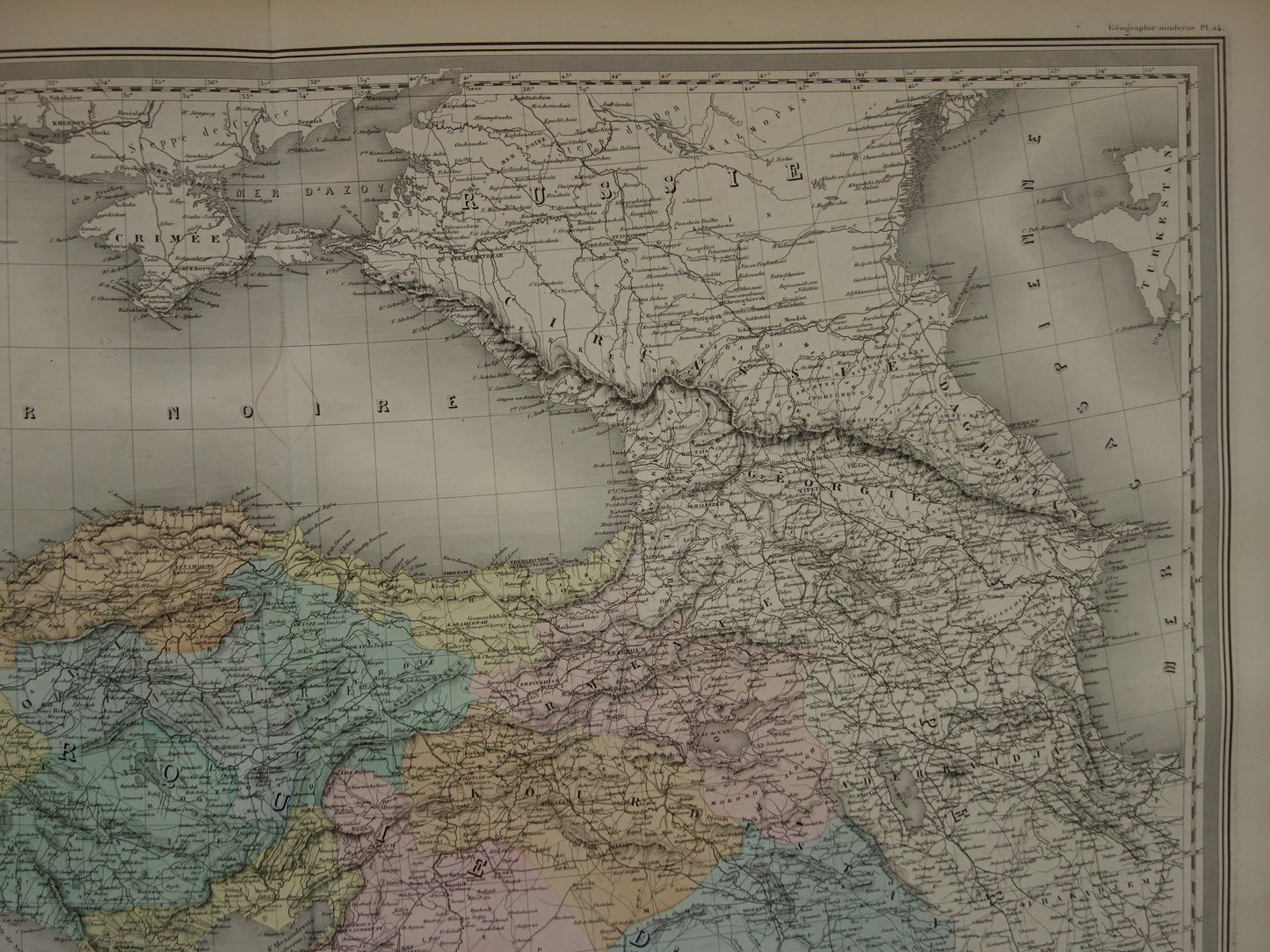 TURKIJE Grote oude landkaart uit 1880 van Asia Minor Turkse Rijk in Azië Mooie handgekleurde Franse antieke kaart