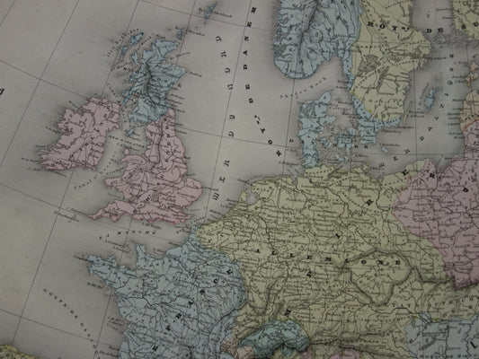 Kaart van Europa tijdens Keizer Karel de Vijfde Antieke landkaart Europees continent 16e eeuw vintage kaarten