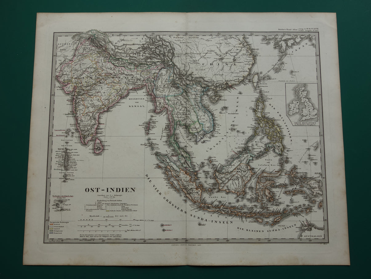 IndonesiË Oude Kaart Van Zuidoost Azië In 1867 Originele Antieke Landk 