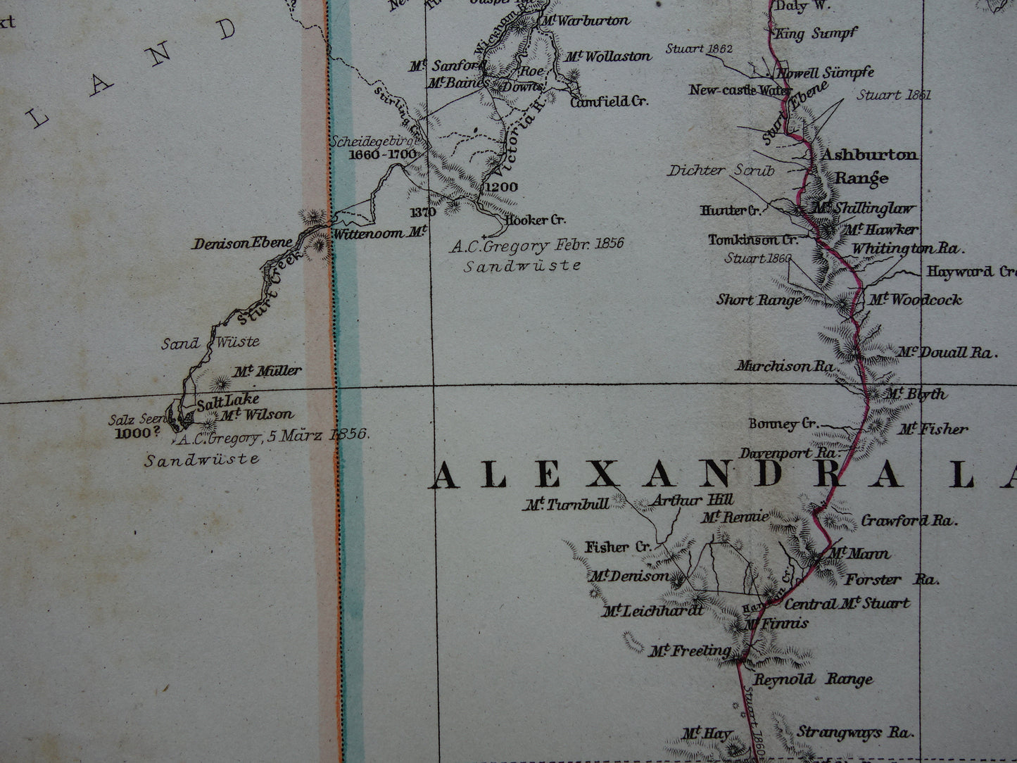 AUSTRALIE grote oude kaart van Australië in 1866 originele antieke Duitse landkaart - vintage landkaarten