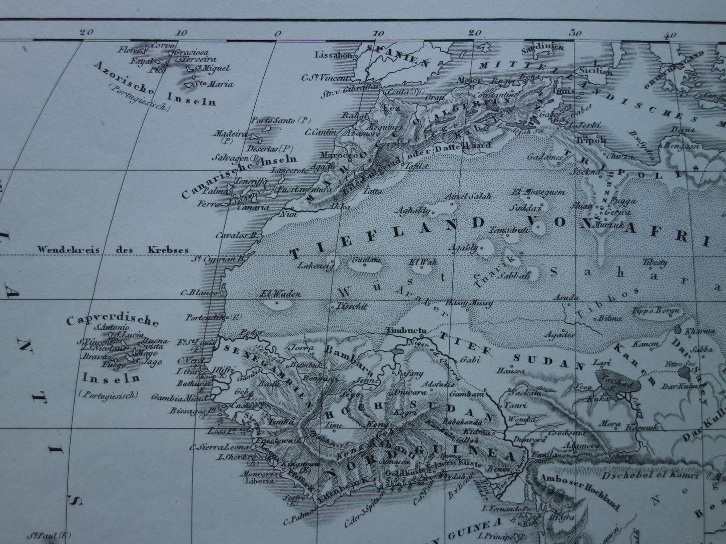 AFRIKA antieke kaart van Afrika 170+ jaar oude landkaart van continent uit 1849 - originele vintage historische kaarten