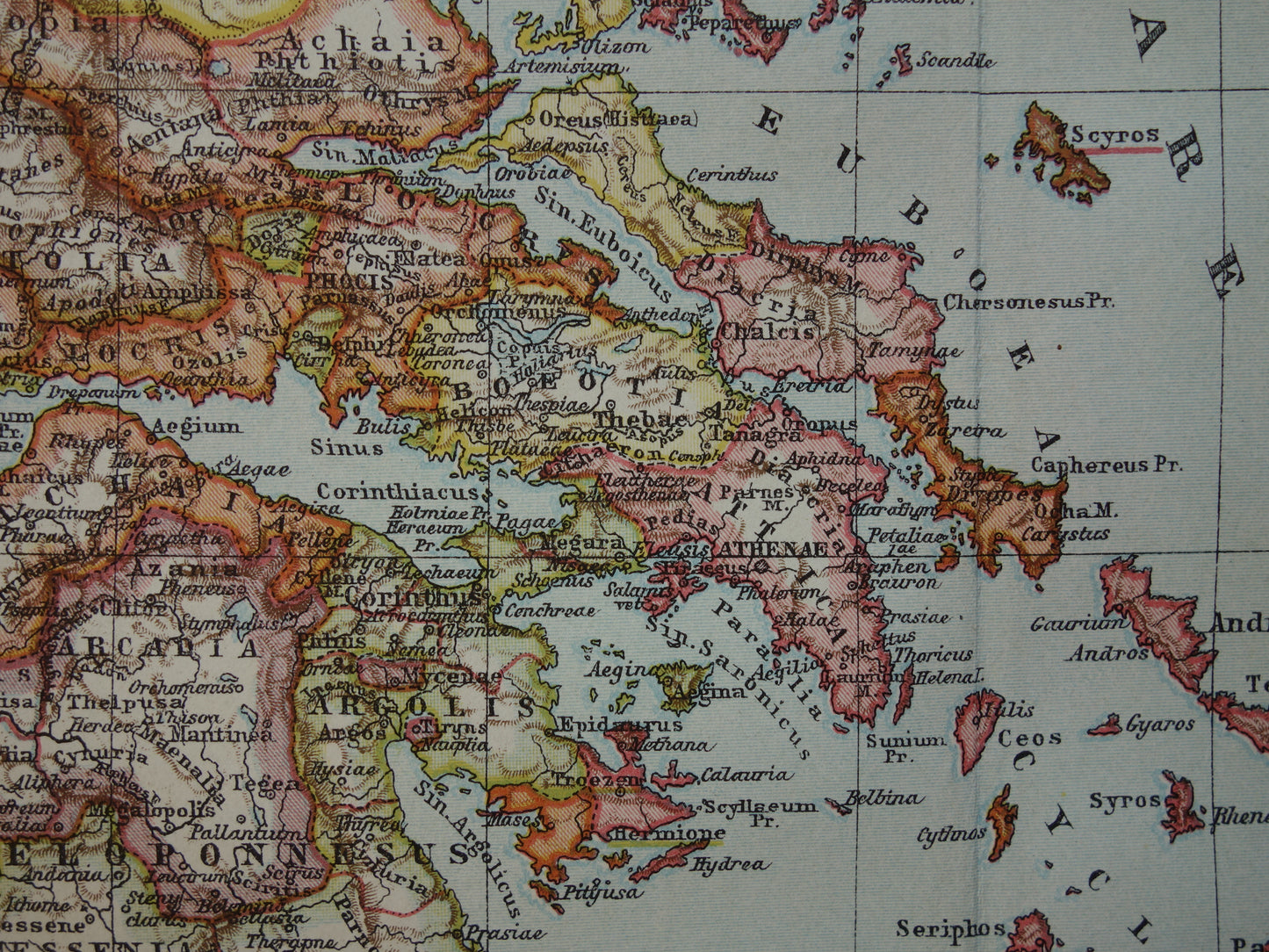 GRIEKENLAND antieke kaart van Griekenland in de klassieke oudheid Originele oude Nederlandse landkaart uit 1917 vintage historische kaarten