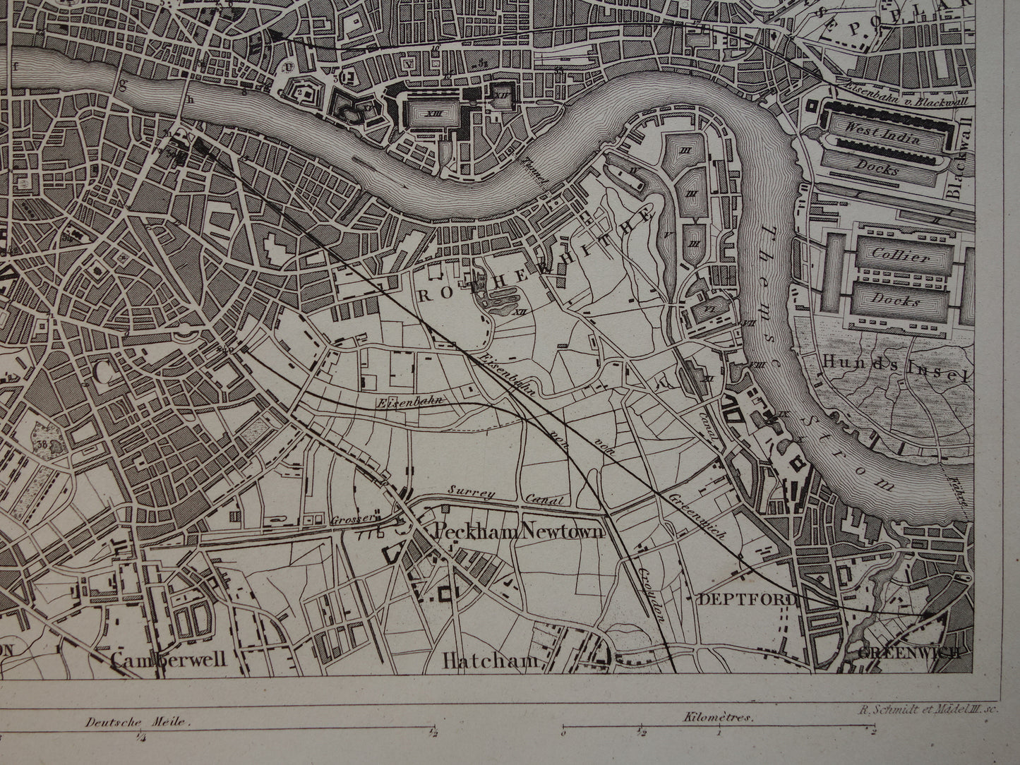 LONDEN antieke plattegrond 170+ jaar oude kaart van Londen Engeland uit 1849 Originele vintage historische kaarten