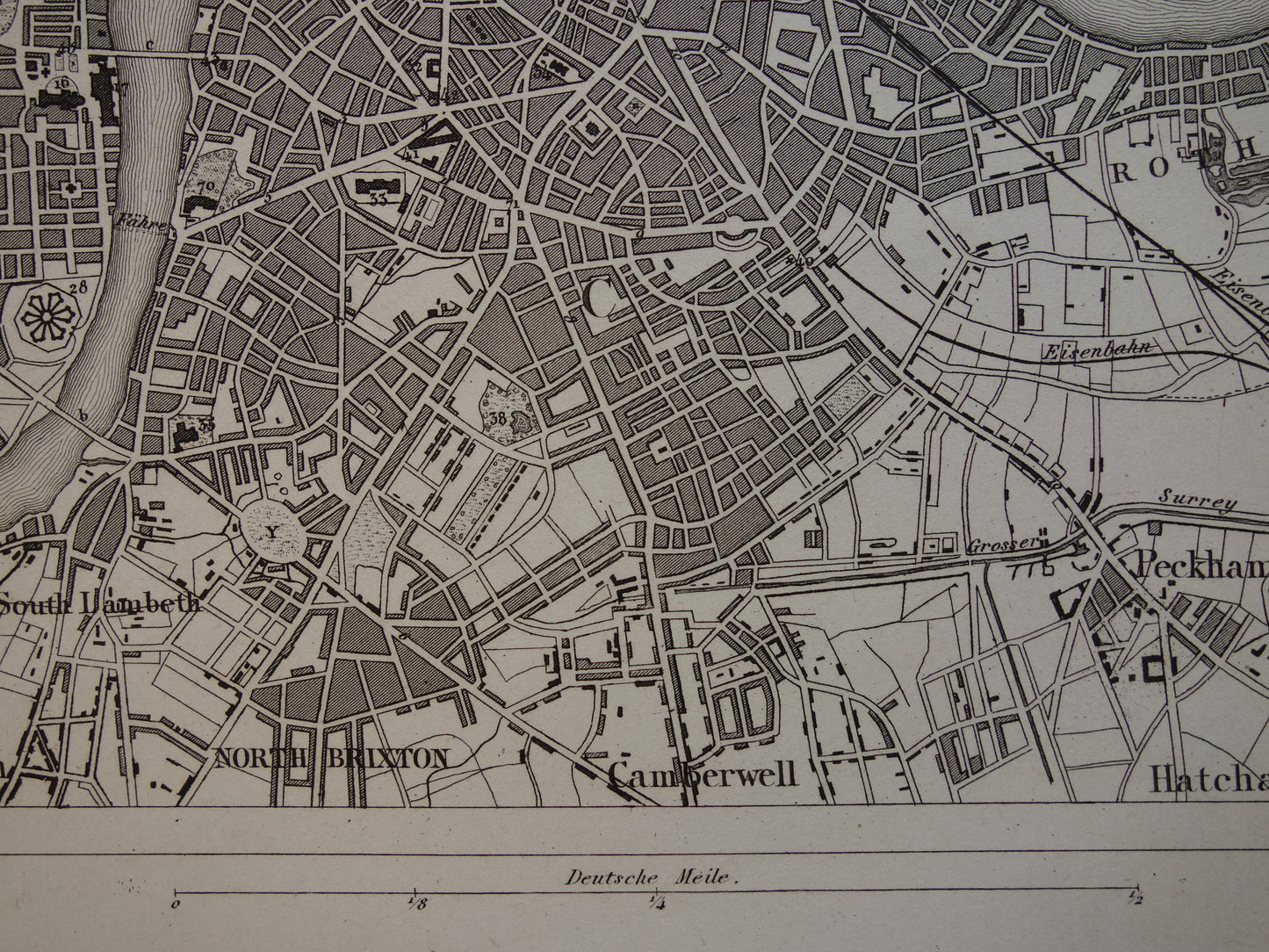 LONDEN antieke plattegrond 170+ jaar oude kaart van Londen Engeland uit 1849 Originele vintage historische kaarten