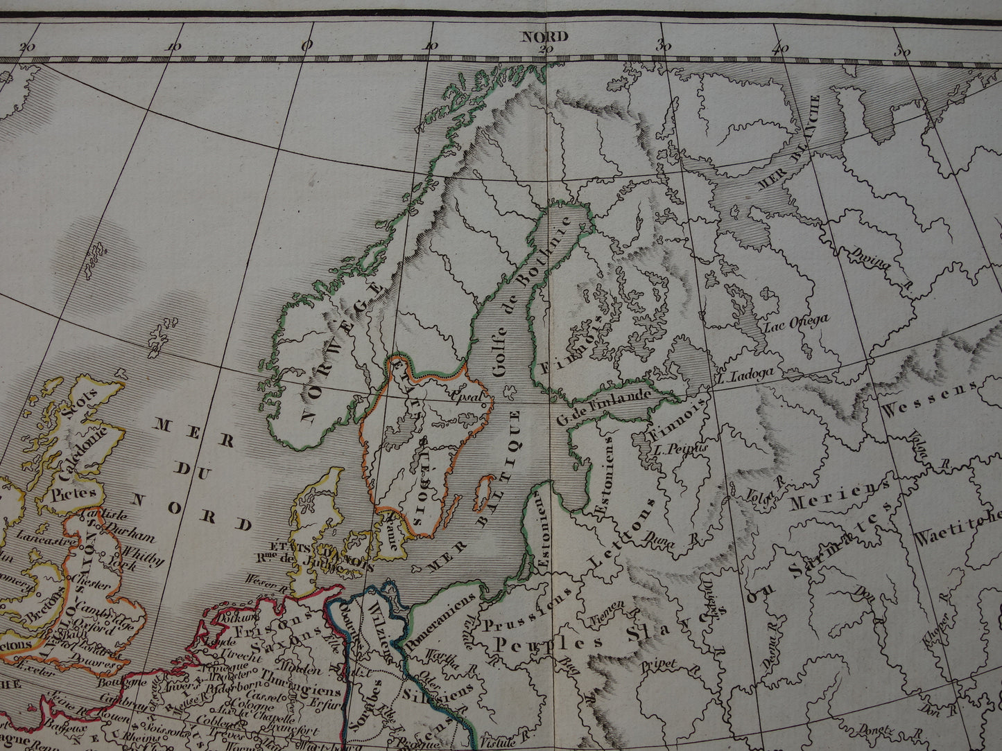 Oude kaart EUROPA tijdens Karel de Grote Antieke landkaart van continent begin 9e eeuw originele vintage historische kaarten Rijk Carolus Magnus