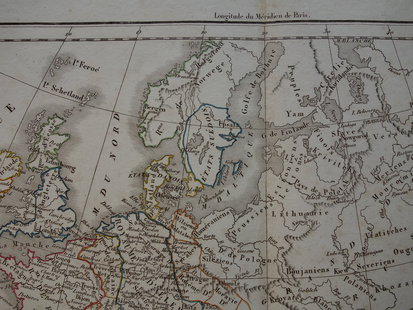 Oude kaart van EUROPA na dood Karel de Grote uit 1833 antieke landkaart van continent  9e t/m 11e eeuw originele vintage historische kaarten Rijk Carolus Magnus