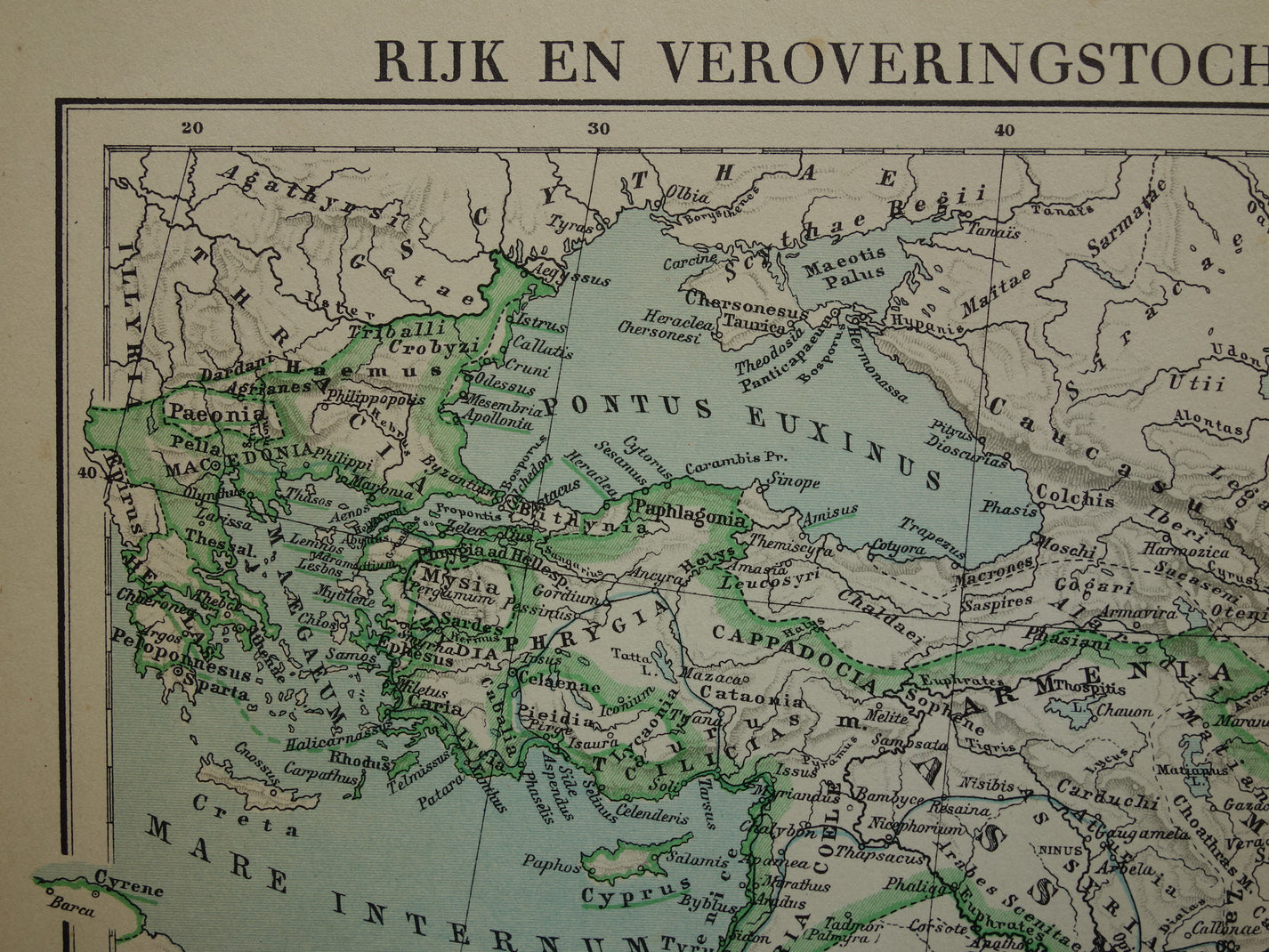 Kaart van het rijk van Alexander de Grote uit 1932 - Oude Nederlandse