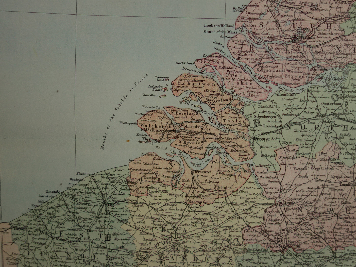 NEDERLAND grote oude kaart van Nederland uit 1878 originele antieke landkaart poster