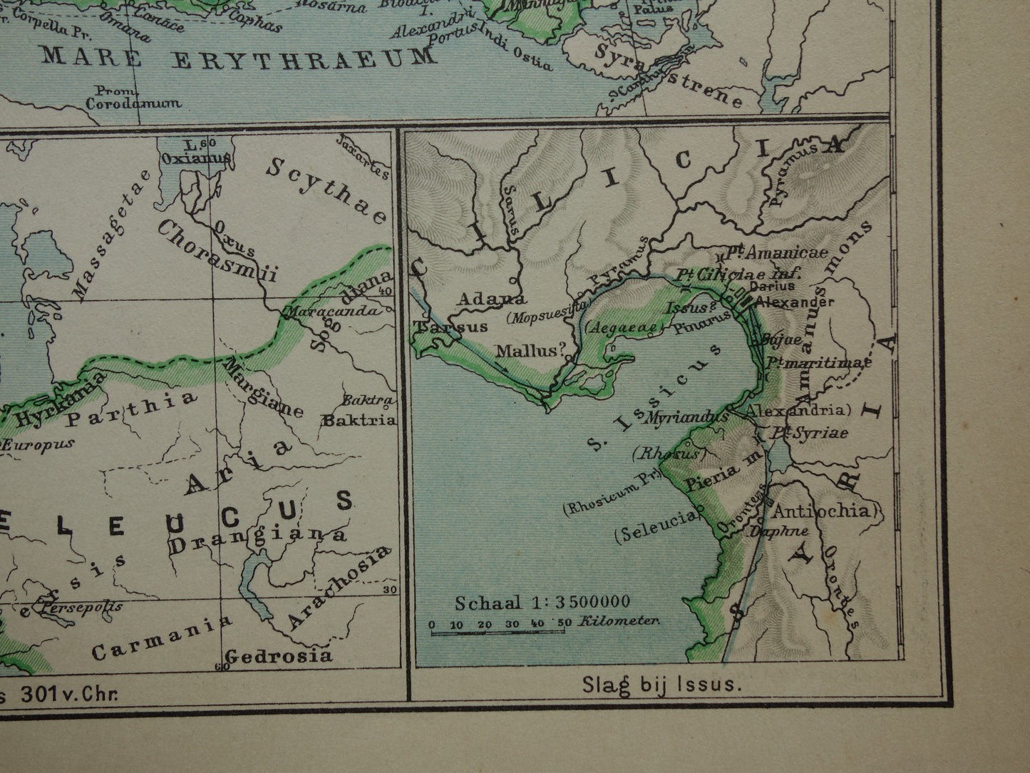 Kaart van het rijk van Alexander de Grote uit 1932 - Oude Nederlandse kaart Macedonische Alexandrijnse rijk vintage landkaart