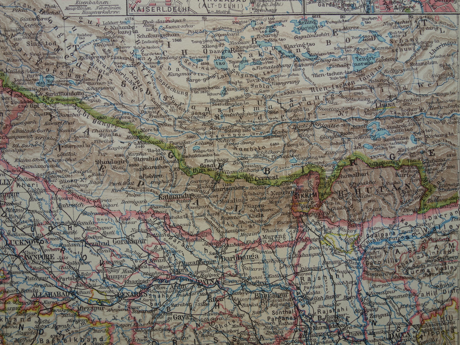 historische kaart landkaart India Nepal