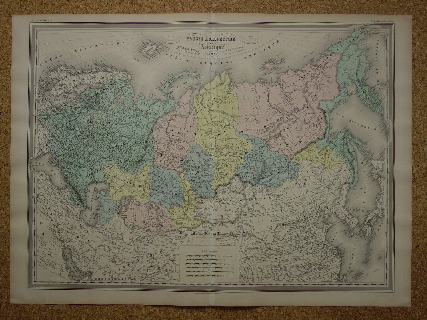 Oude landkaart van Rusland Zeer grote kaart Europees en Aziatisch deel Russische Rijk uit 1880 Originele vintage kaarten