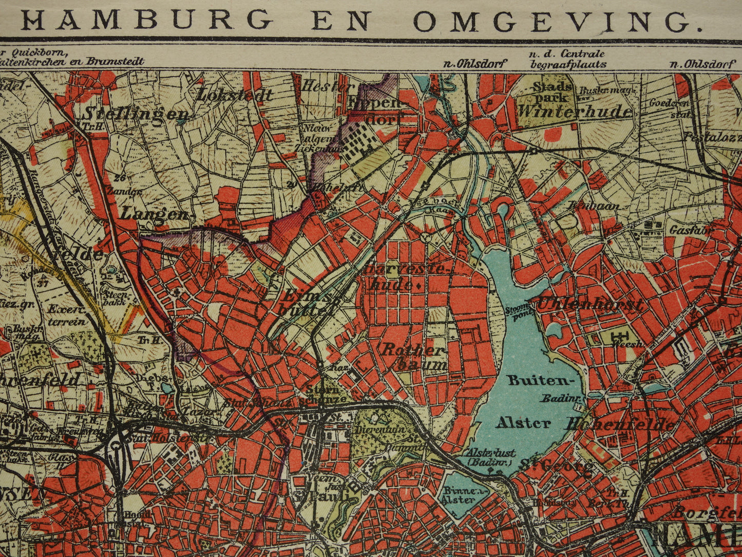 HAMBURG oude kaart van Hamburg Duitsland uit 1908 originele antieke plattegrond vintage landkaart