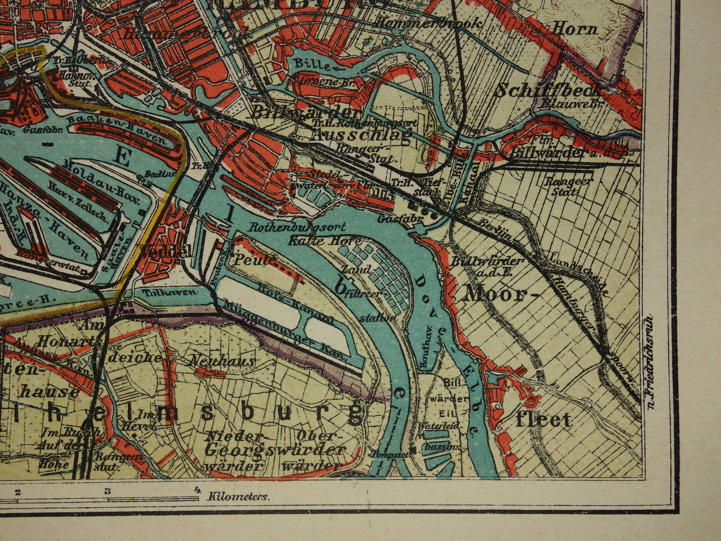 HAMBURG oude kaart van Hamburg Duitsland uit 1908 originele antieke plattegrond vintage landkaart