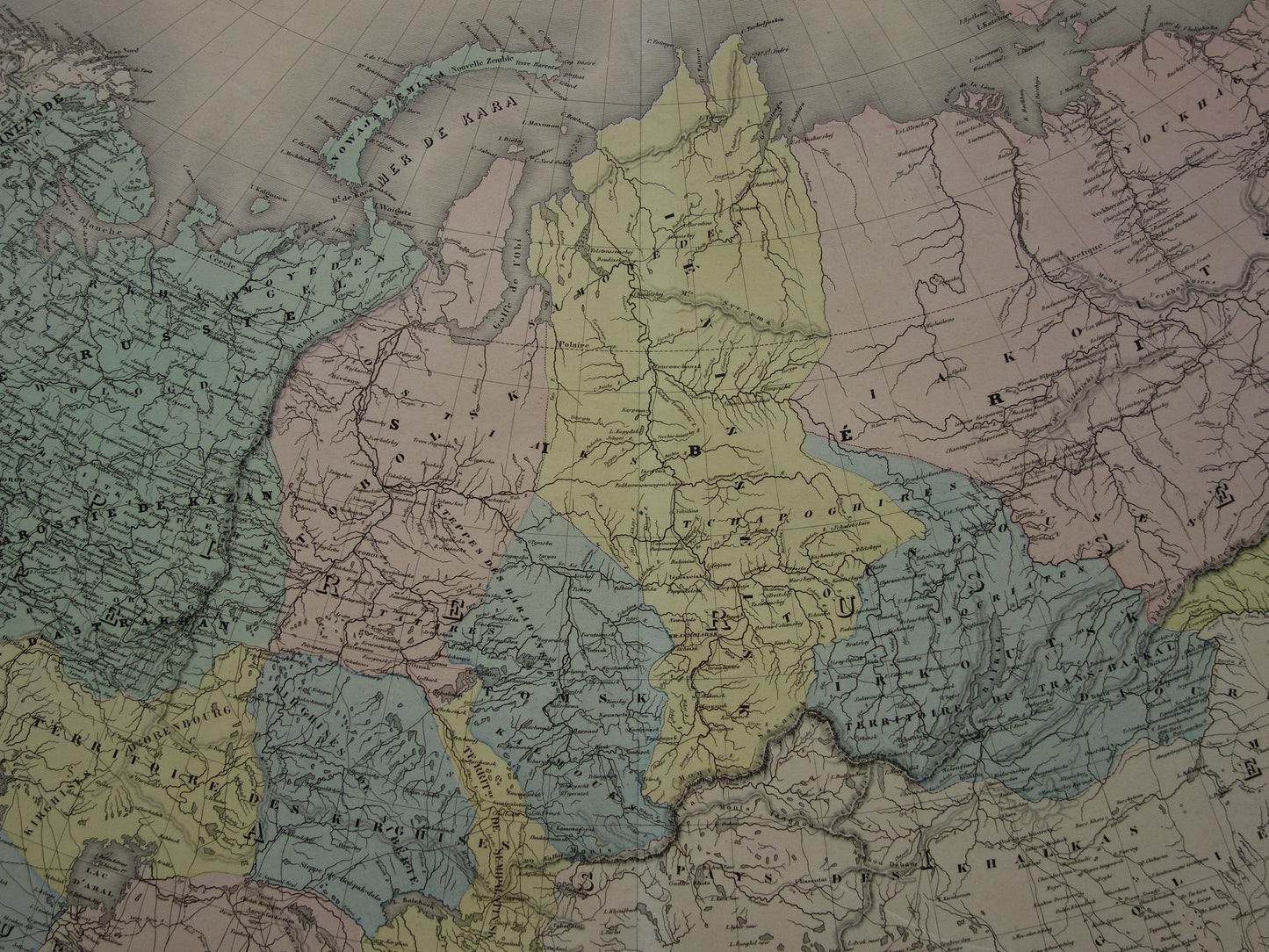 Oude landkaart van Rusland Zeer grote kaart Europees en Aziatisch deel Russische Rijk uit 1880 Originele vintage kaarten
