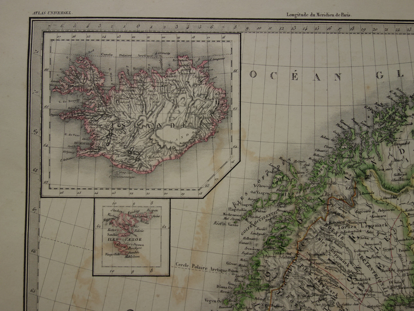 Noorwegen en Zweden grote antieke landkaart uit 1851 originele 170+ jaar oude Franse kaart met jaartal