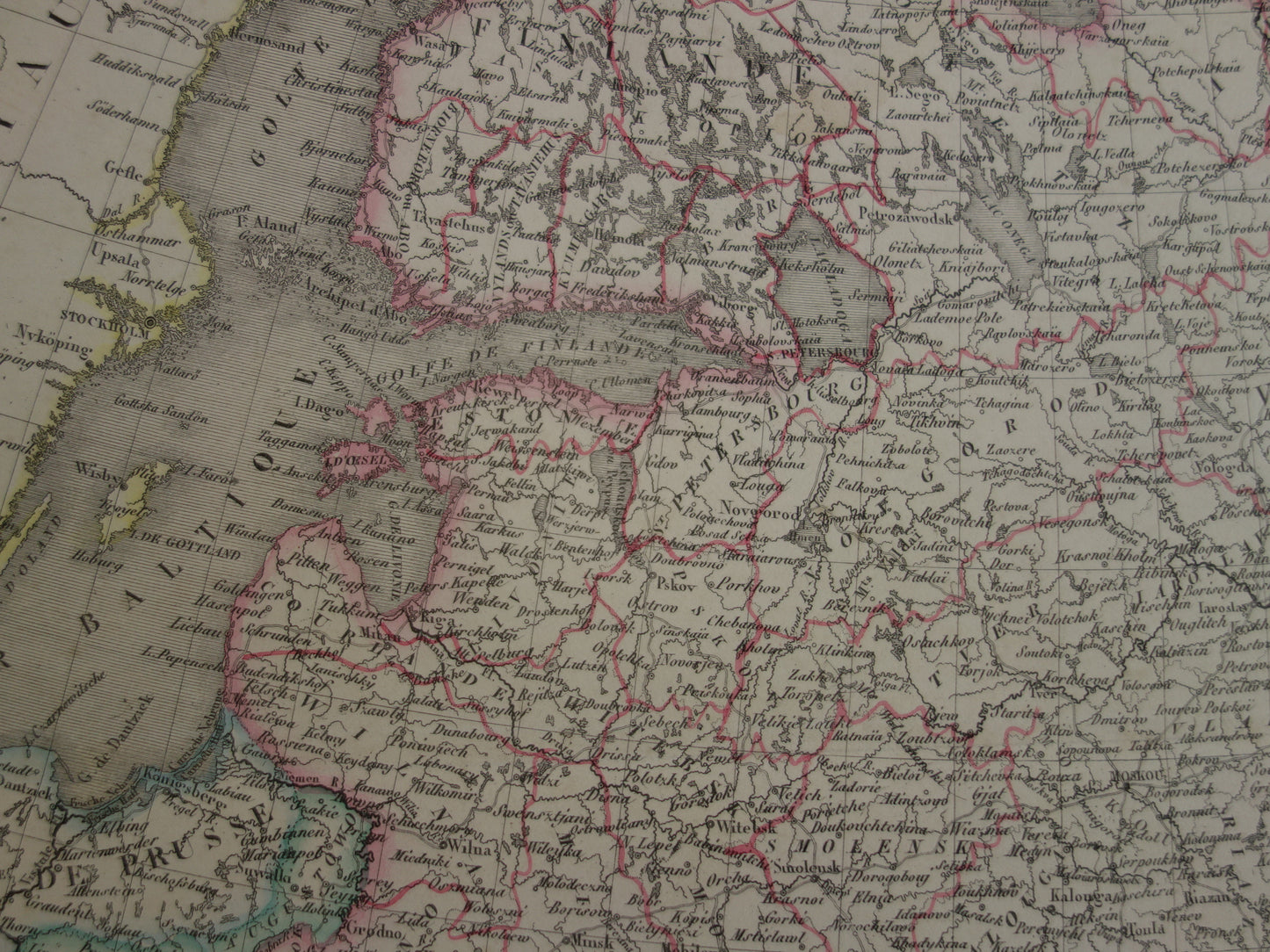 Oude kaart van Europees Rusland uit 1851 originele grote antieke Franse landkaart Russische Rijk in Europa