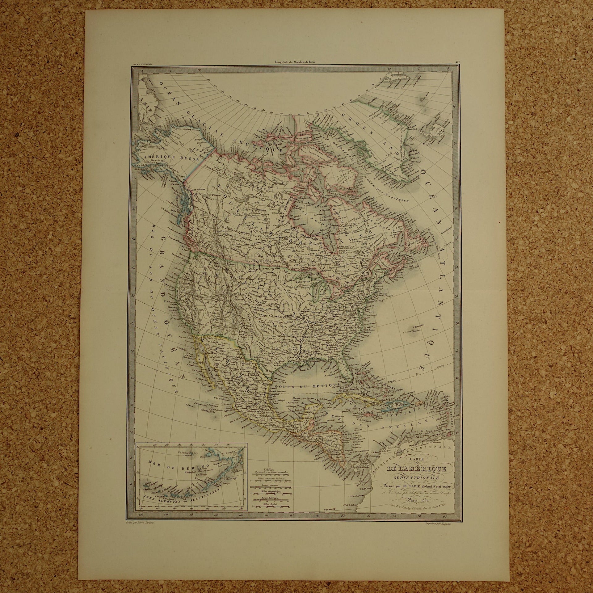 continent Noord-Amerika in het jaar 1851 kaart landkaart