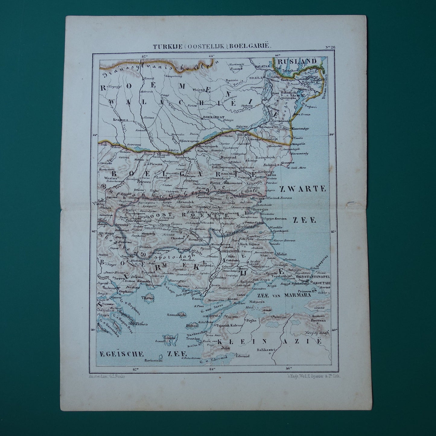 BULGARIJE oude landkaart originele antieke Kuyper kaart uit 1882 vintage kaarten Boelgarië Oost-Roemelië